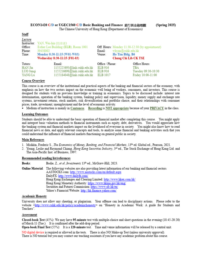 Basic Banking and Finance Course Overview | PDF | Interest | Interest Rates