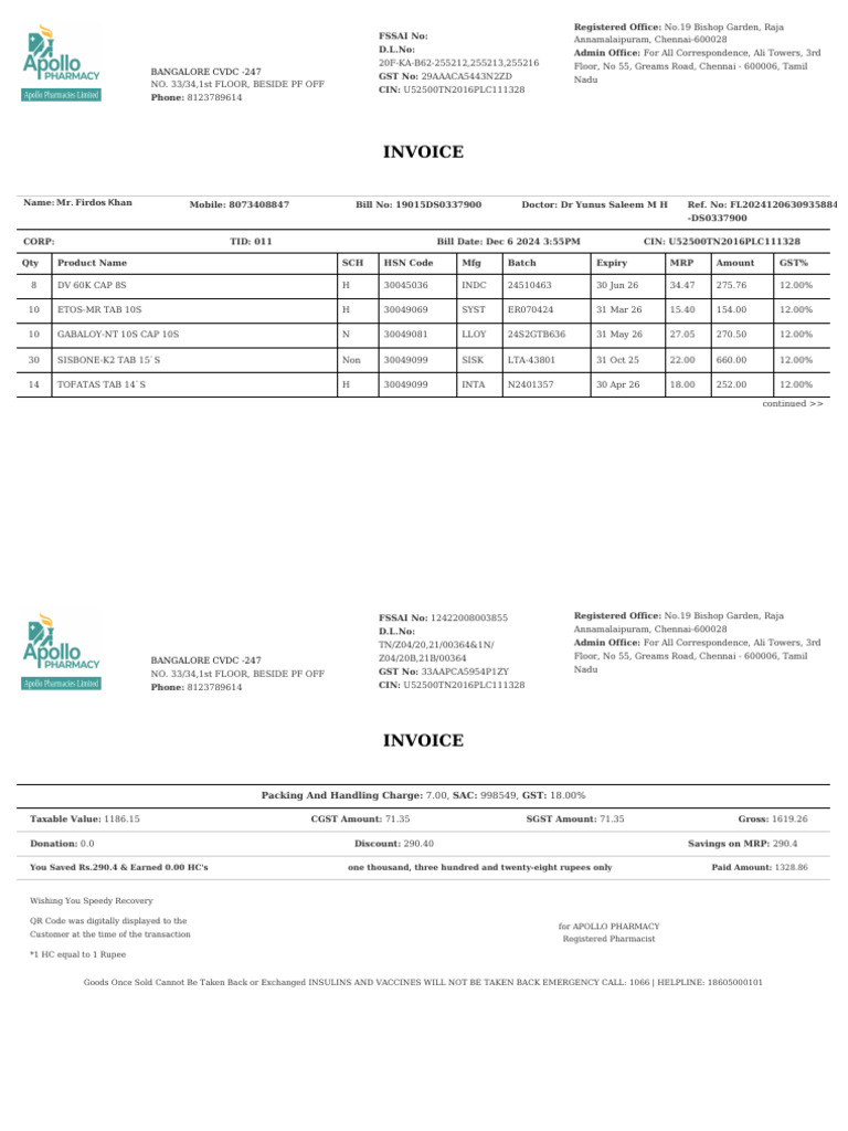 Bangalore CVDC Invoice Details | PDF | Government Of India | Sales