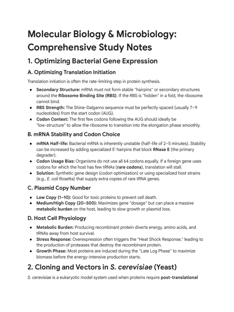 Bacterial Gene Expression & Yeast Cloning Guide | PDF | Translation ...