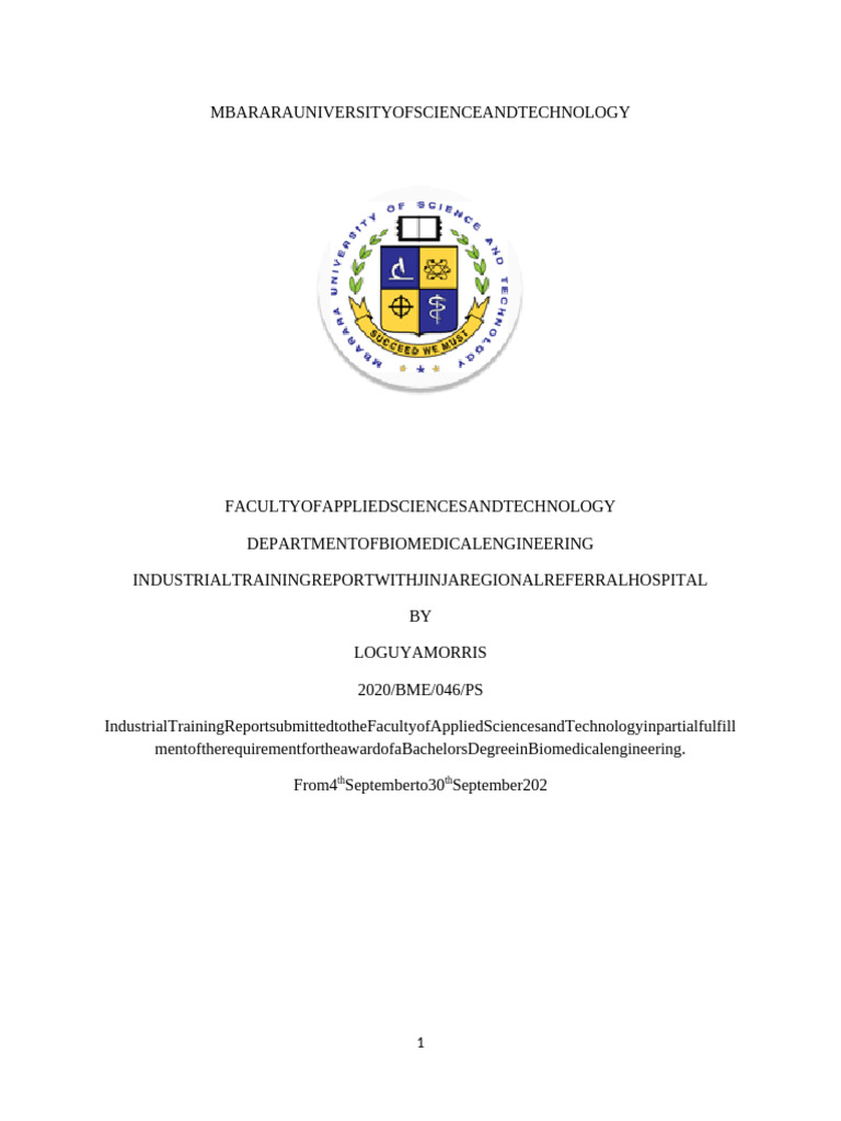 Industrial Training Report: Biomedical Engineering at Jinja Hospital ...