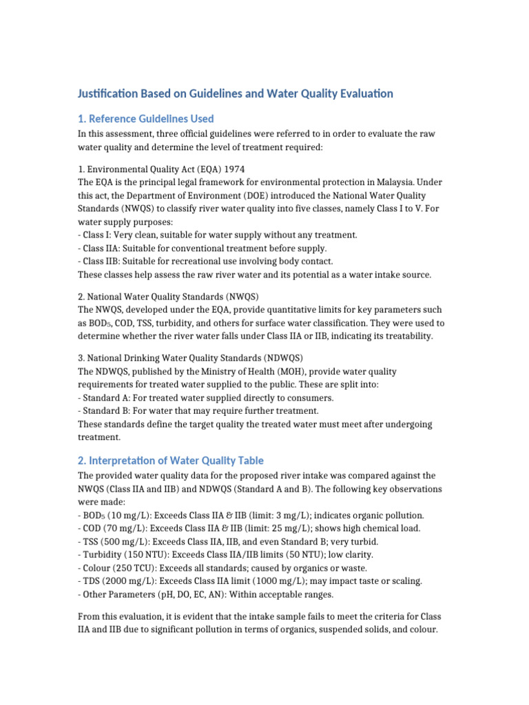 Water Quality Treatment Justification Guide | PDF | Water Purification ...