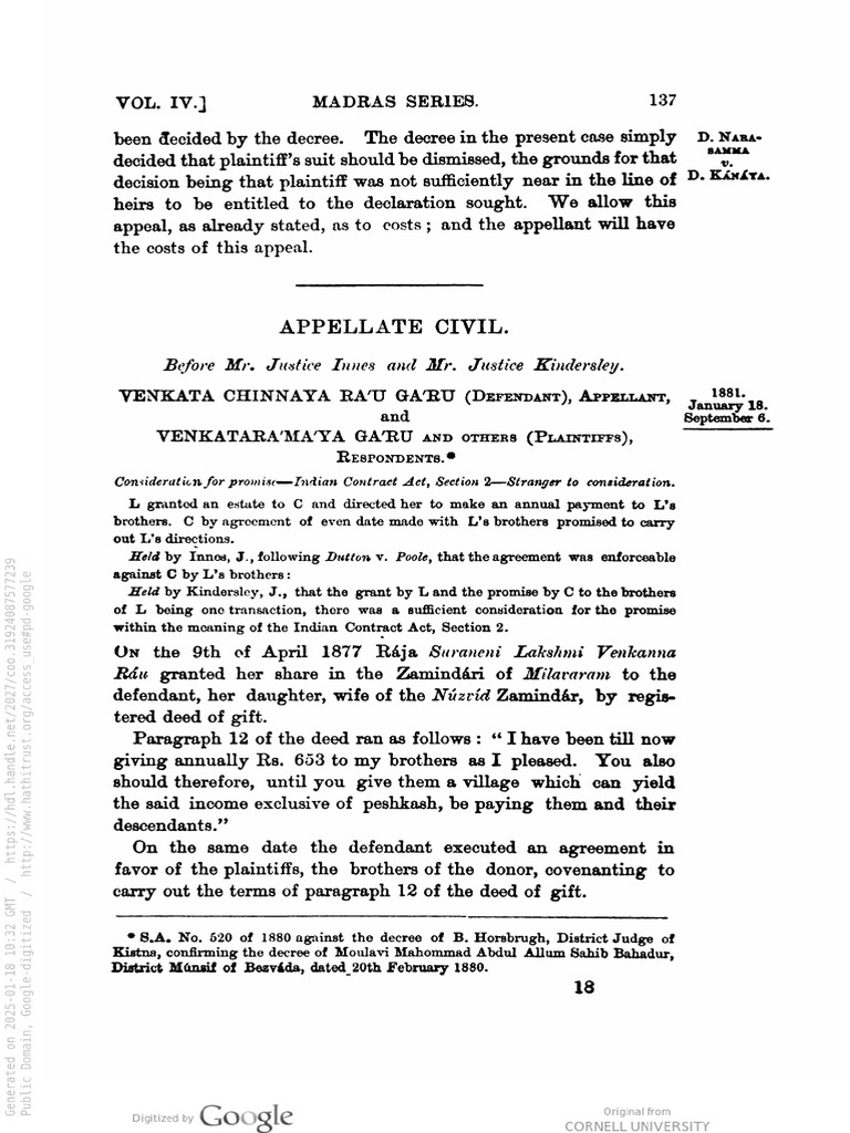 Chinnaya v. Ramaya | PDF | Consideration | Private Law
