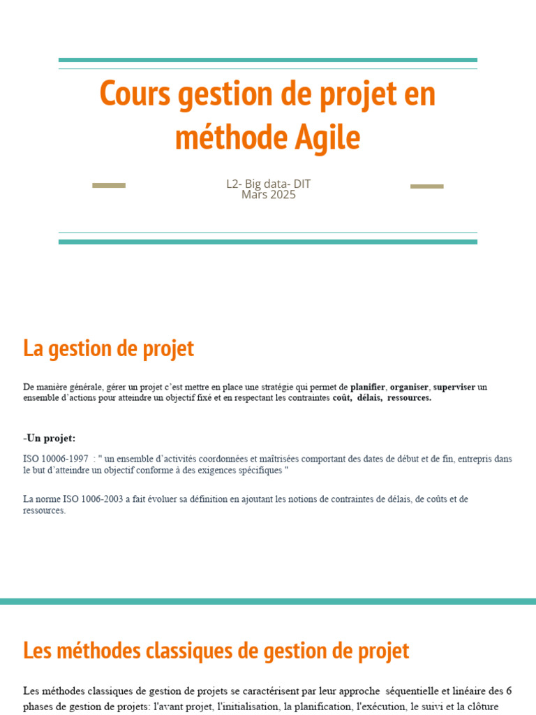 Cours sur la gestion de projet Agile | PDF | Gestion de projet | Scrum ...