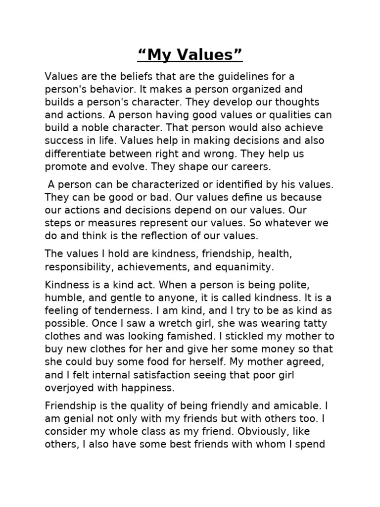 My Core Values and Their Impact | PDF | Psychological Concepts | Psychology