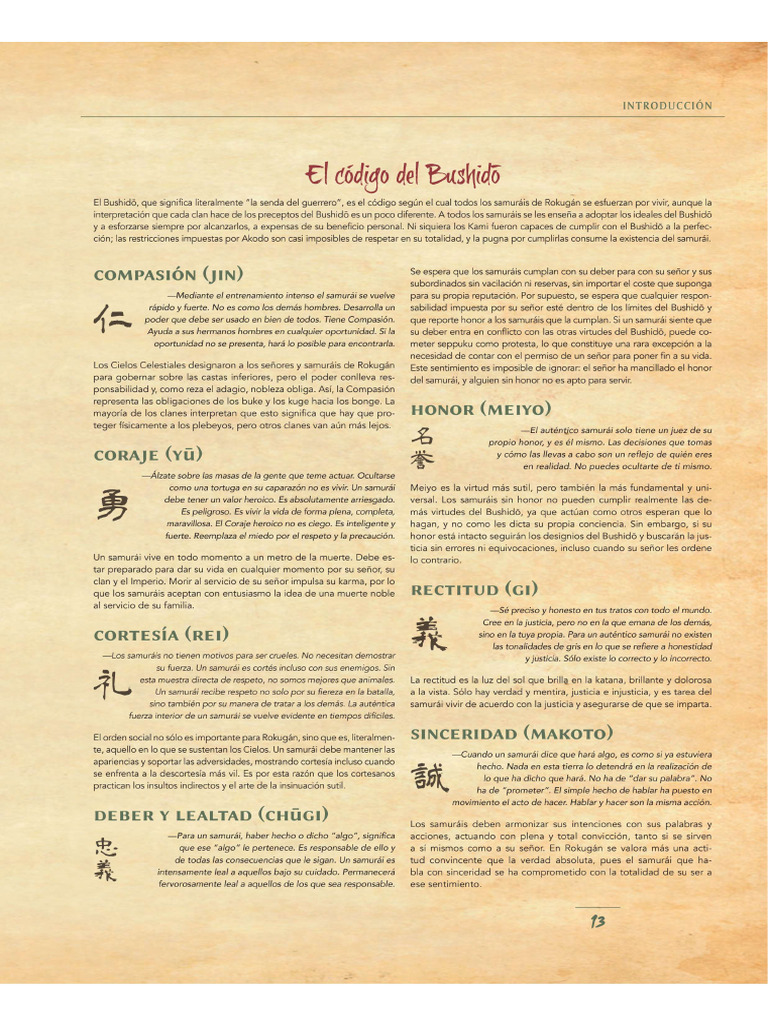 L5R 5ed - El Código Del Bushido | PDF