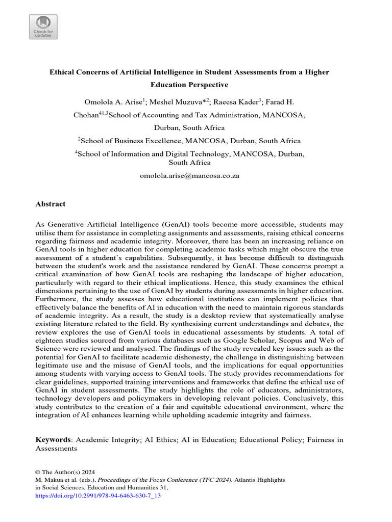 Ethical AI Use in Student Assessments | PDF | Artificial Intelligence ...