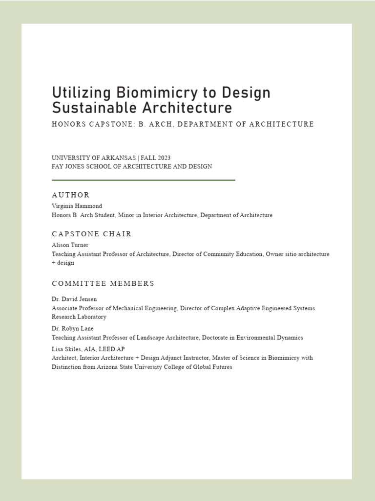 Biomimicry in Sustainable Architecture | PDF | Nature | Sustainable Design