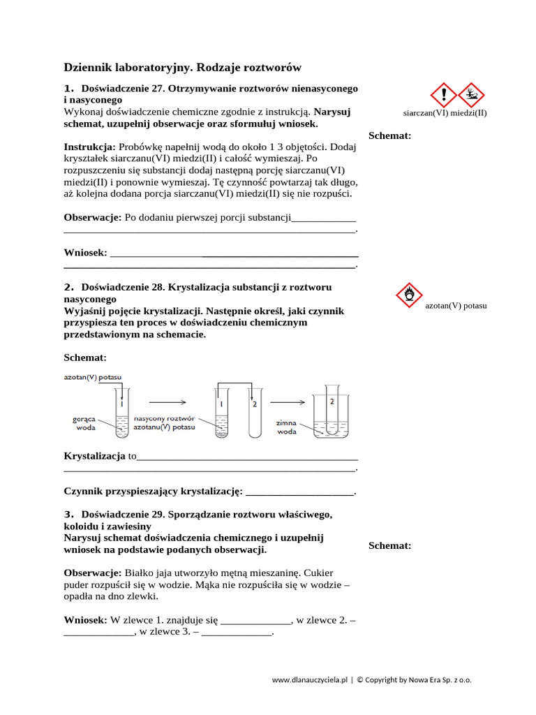 Dziennik Laboratoryjny 16 Rodzaje Roztworow | PDF