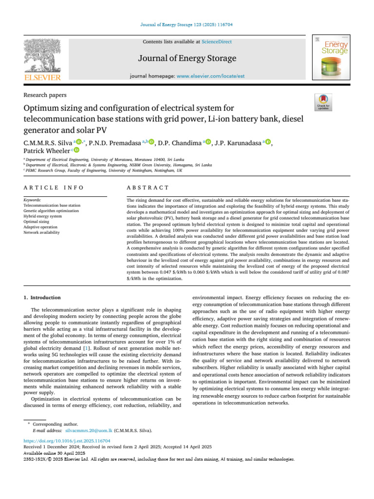 Optimum Sizing and Configuration of Electrical System for ...