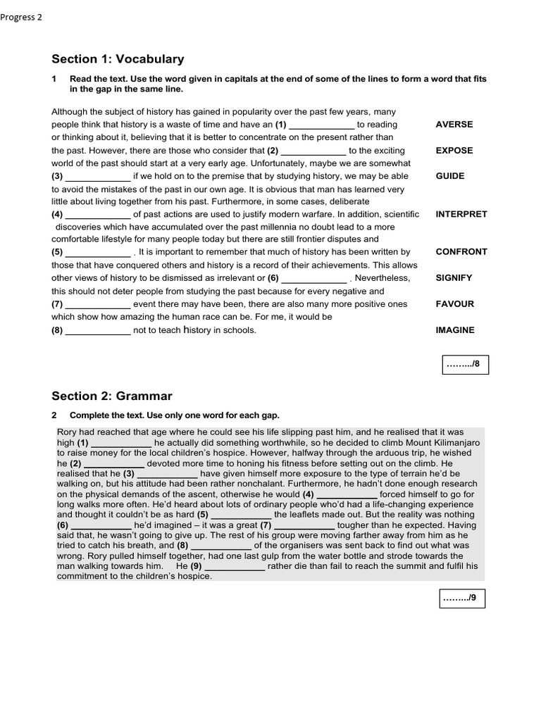 Vocabulary and Grammar Practice Guide | PDF