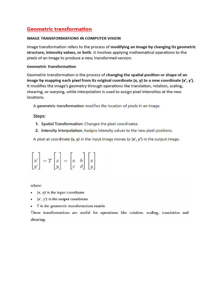 Geometric Image Transformation Techniques | PDF | Telecommunications ...