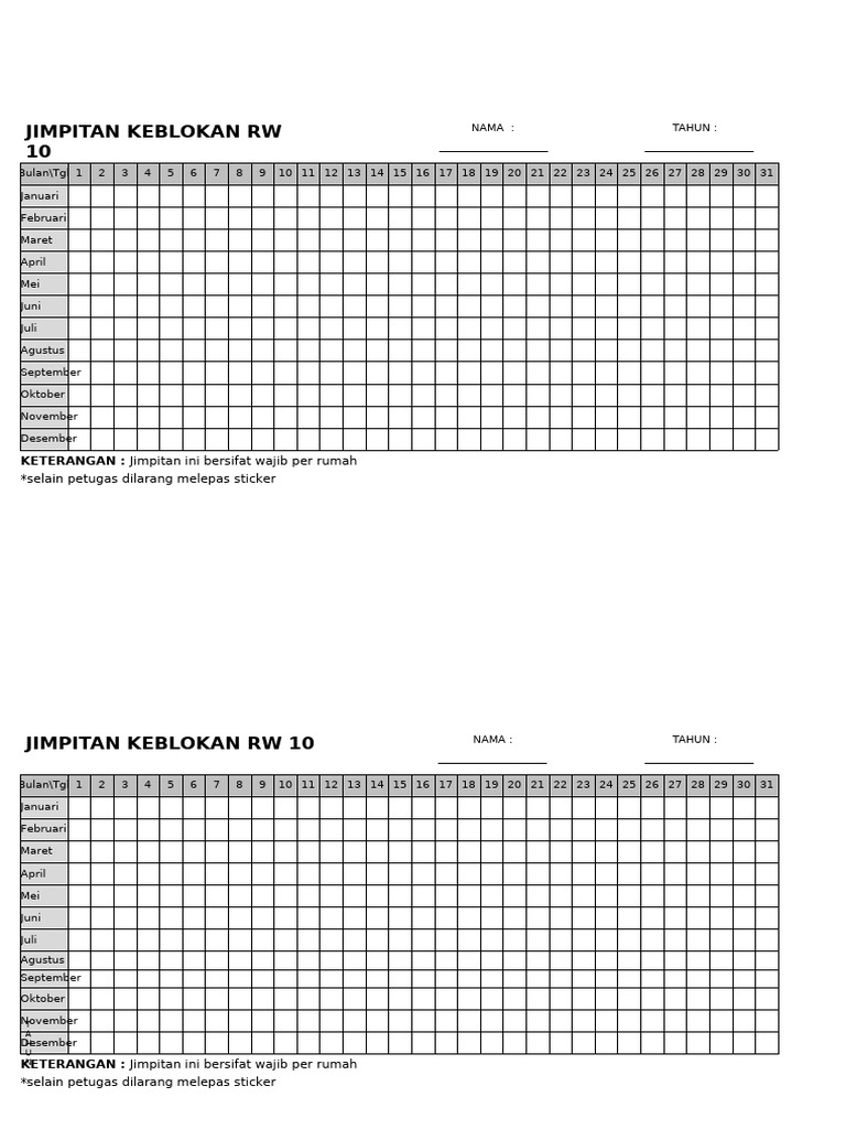 Year Tracker Jimpitan | PDF