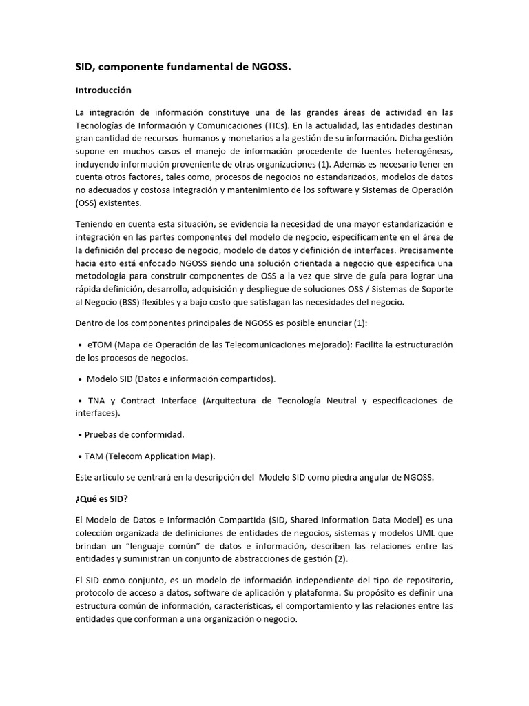 Modelo SID_ESP | PDF | Datos | Lenguaje de modelado unificado