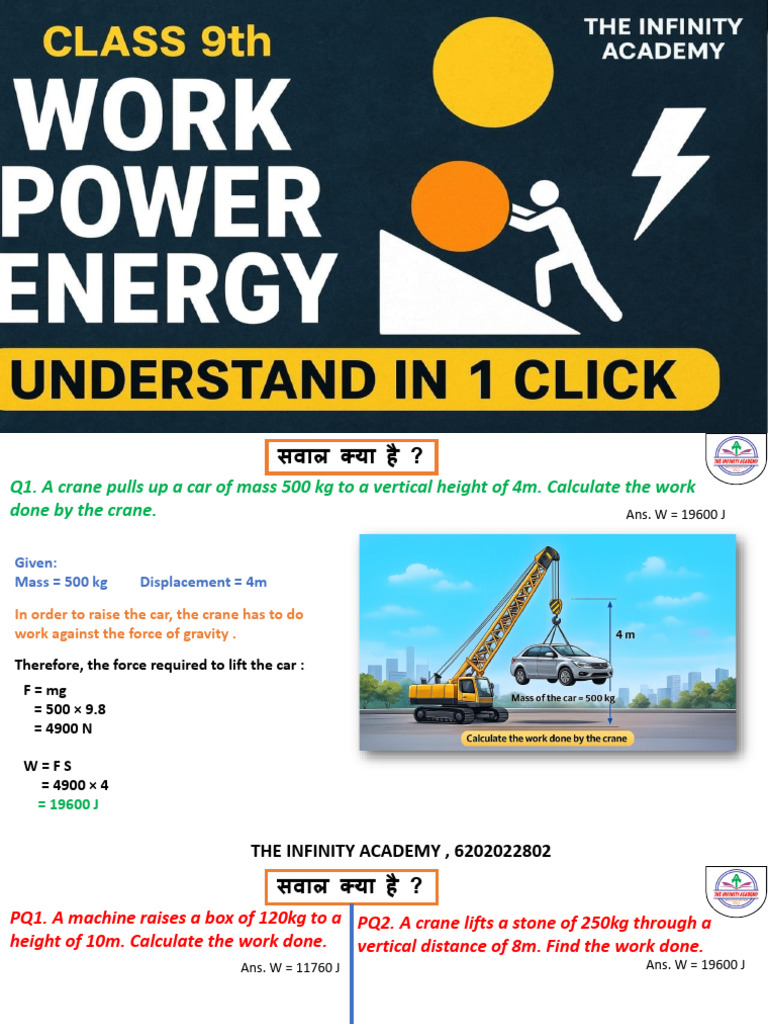 Work and Power Calculations in Physics | PDF | Force | Physics