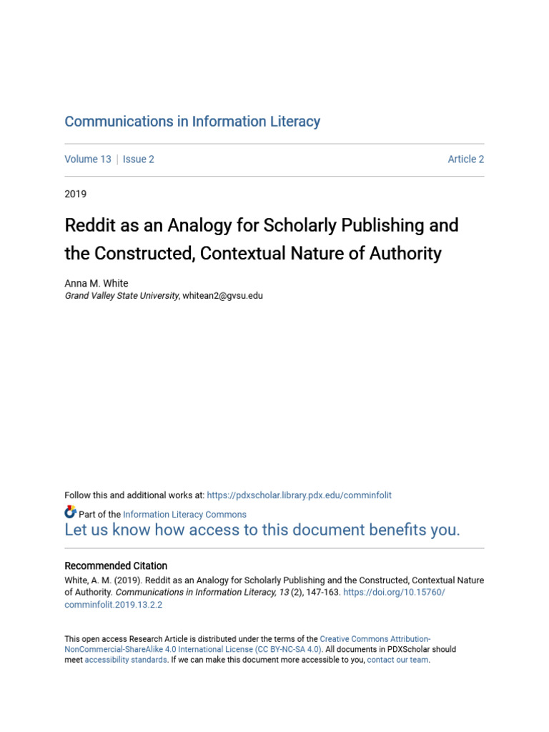 Reddit's Role in Understanding Authority | PDF | Information Literacy ...