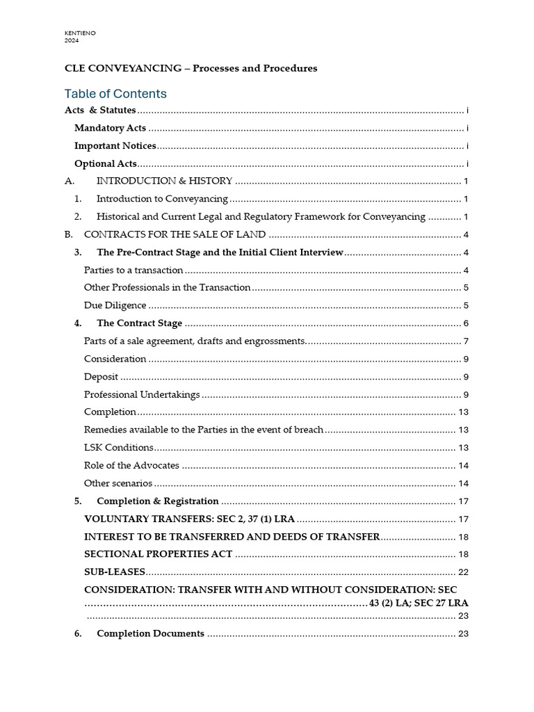 MKO Conveyancing Quick Notes | PDF | Lease | Auction