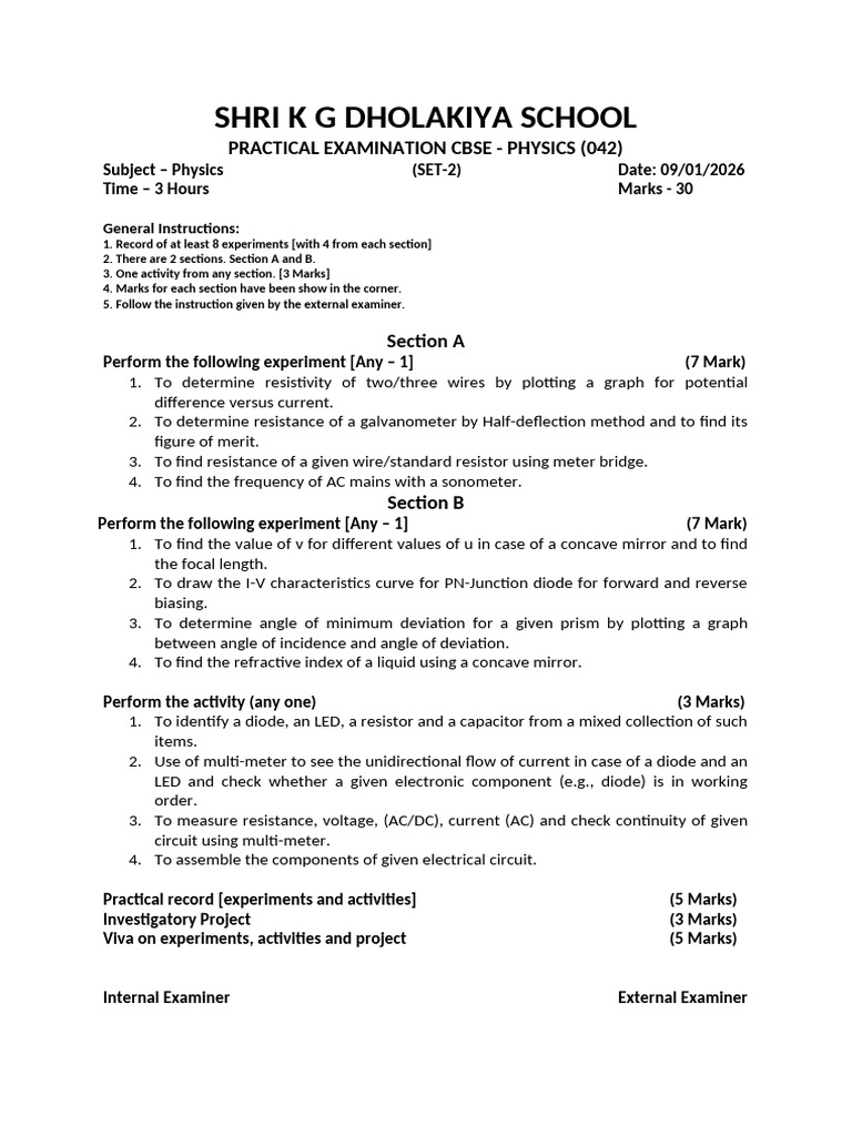 CBSE Physics Practical Exam Guide | PDF | Diode | Electrical Network