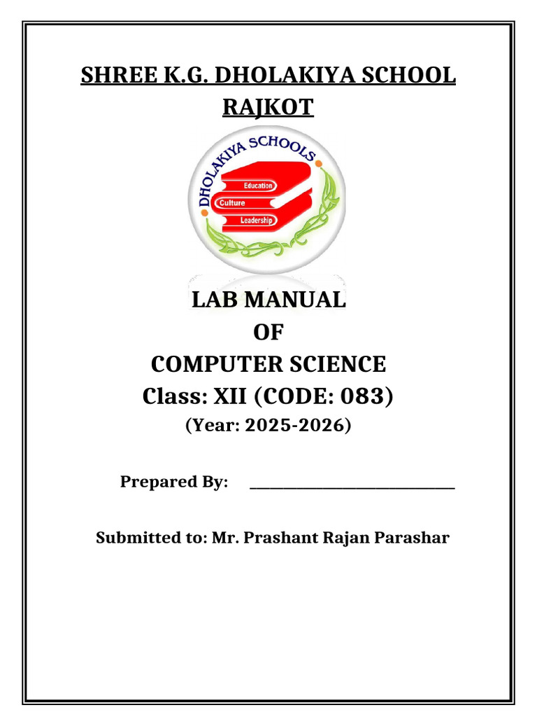Class XII Computer Science Lab Manual | PDF