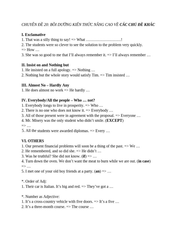 Advanced English Grammar Exercises | PDF