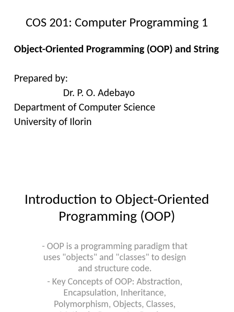 OOP Concepts in C++ Programming | PDF | Object Oriented Programming ...