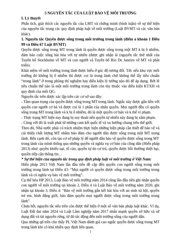 ThS-PL BVMT-Chuyên Đề 1-5 Nguyên Tắc Của Luật BVMT | PDF