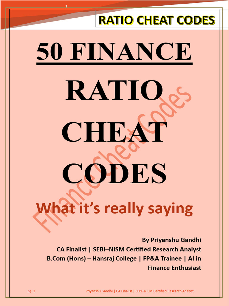 Essential Finance Ratio Cheat Sheet | PDF | Dividend | Debt