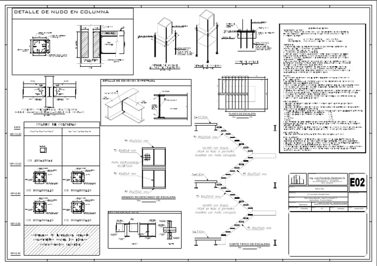 Detalles De Escalera Y Conexiones Estructurales PDF