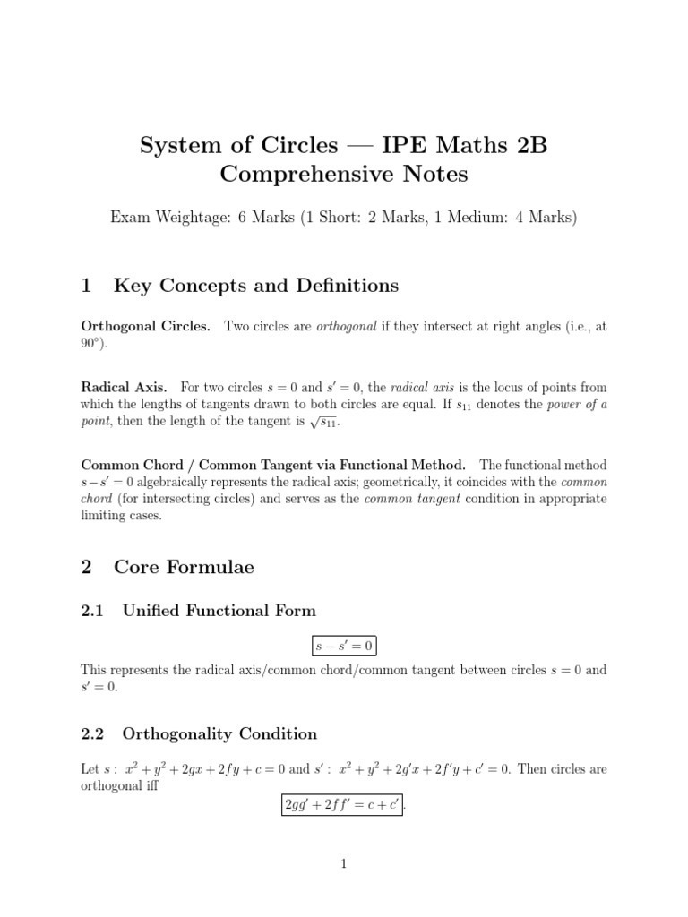 Orthogonal Circles and Radical Axis Guide | PDF | Circle | Mathematical ...