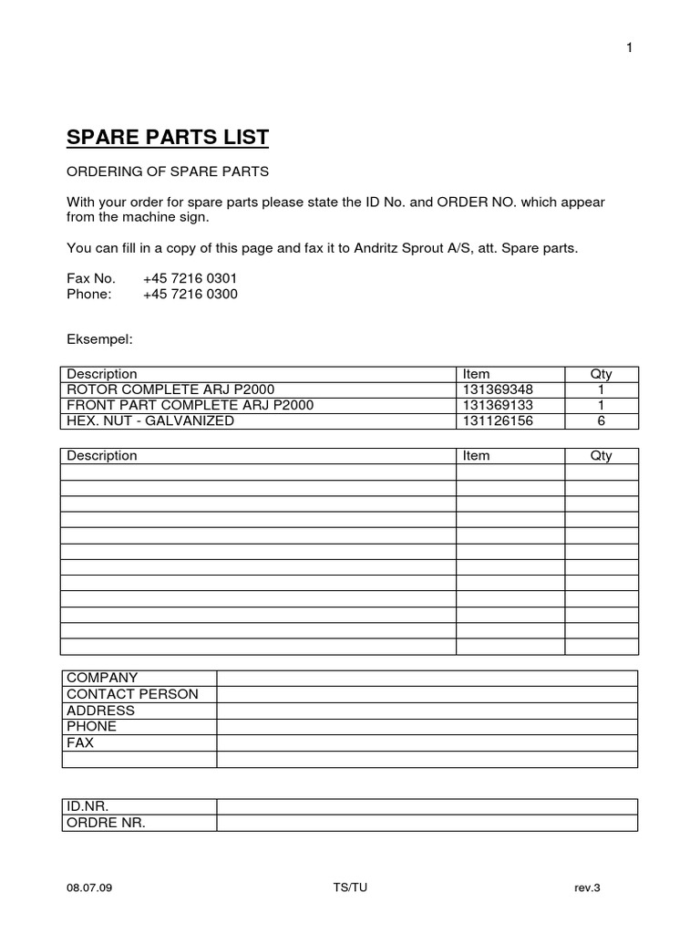 Spare Parts Ordering Guide | PDF | Manufactured Goods | Machines