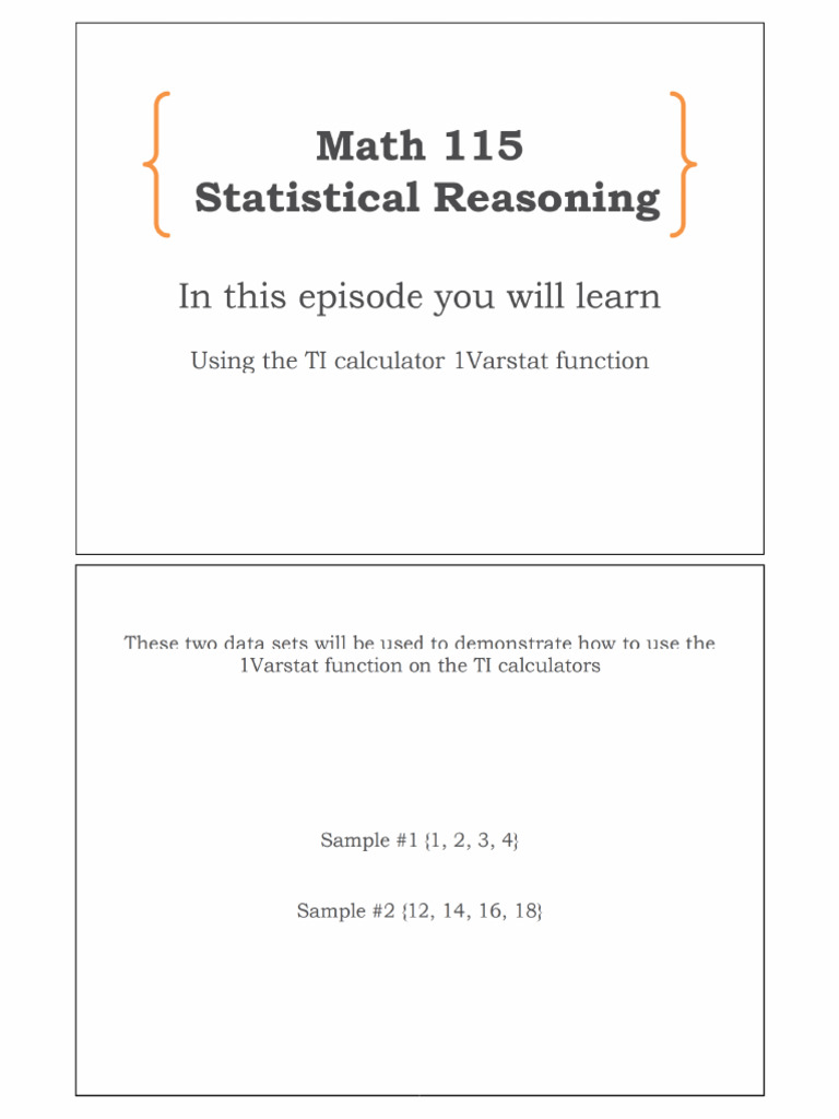 Fall 2025 Statistical Reasoning Note Taking Guides | PDF
