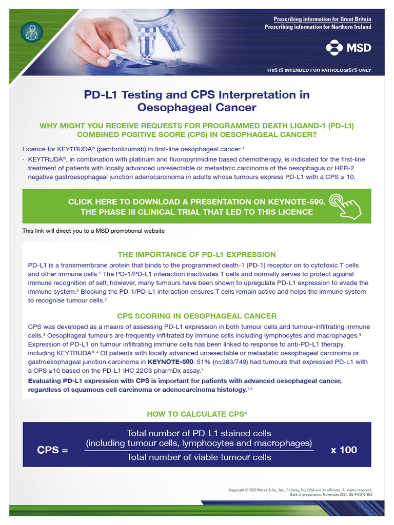 PD-L1 CPS in Oesophageal Cancer Testing | PDF | Medical Specialties ...