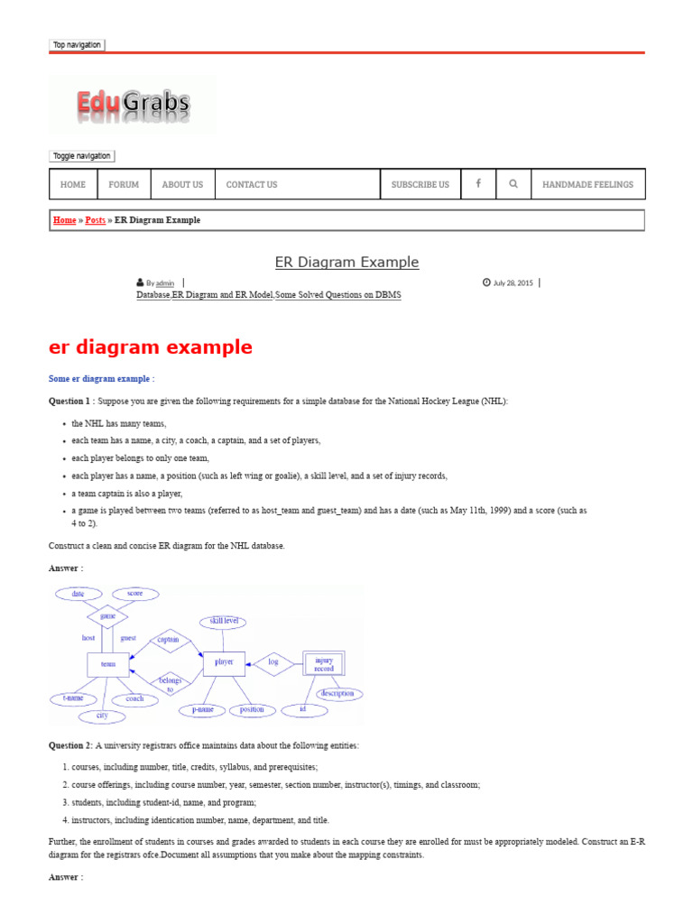 ER Diagram Examples and Solutions | PDF | Databases | Information ...