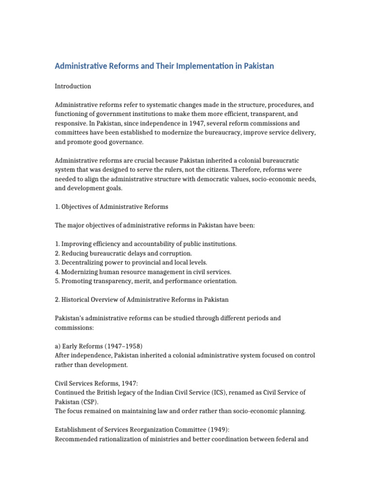 Administrative_Reforms_and_Implementation_in_Pakistan | PDF ...