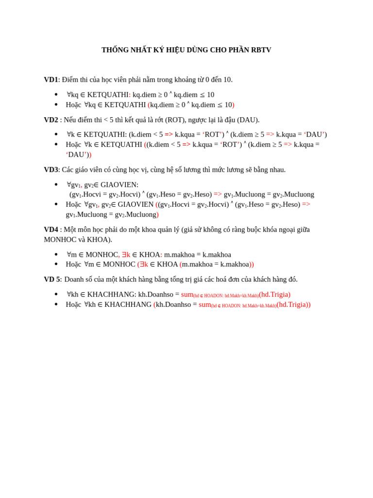 Thong Nhat Ky Hieu RBTV | PDF