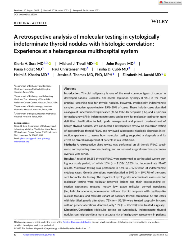 Diagnostic Cytopathology - 2023 - Sura - A Retrospective Analysis of ...