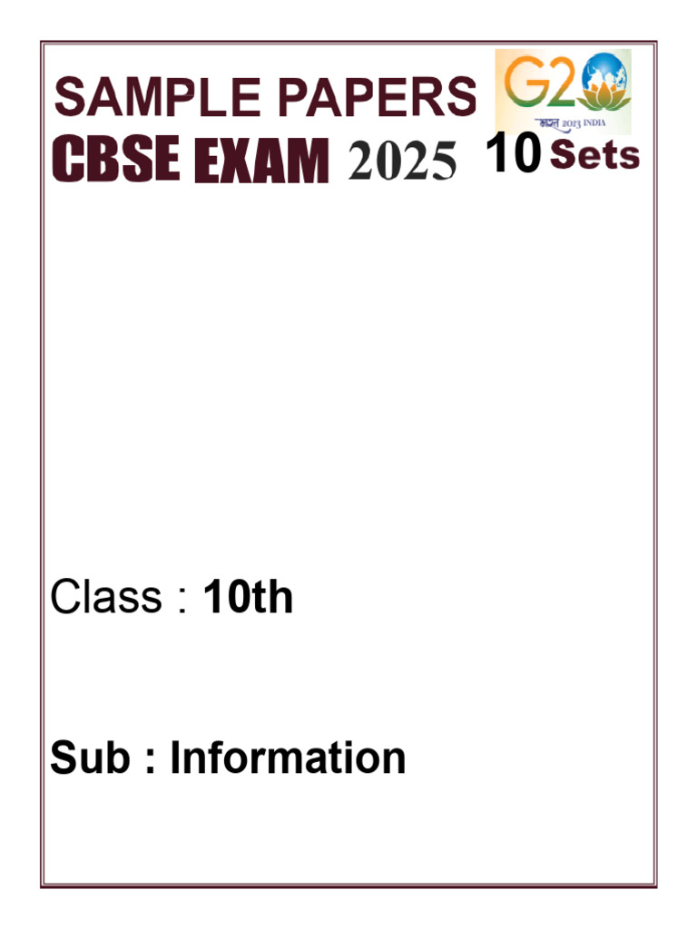 Class 10 IT Sample Paper 2024-25 | PDF | Databases | Spreadsheet