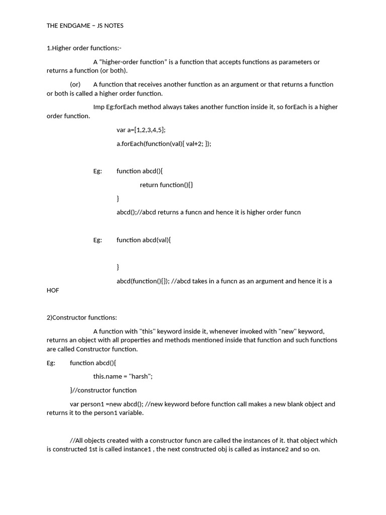 JS - THE ENDGAME NOTES | PDF | Parameter (Computer Programming ...