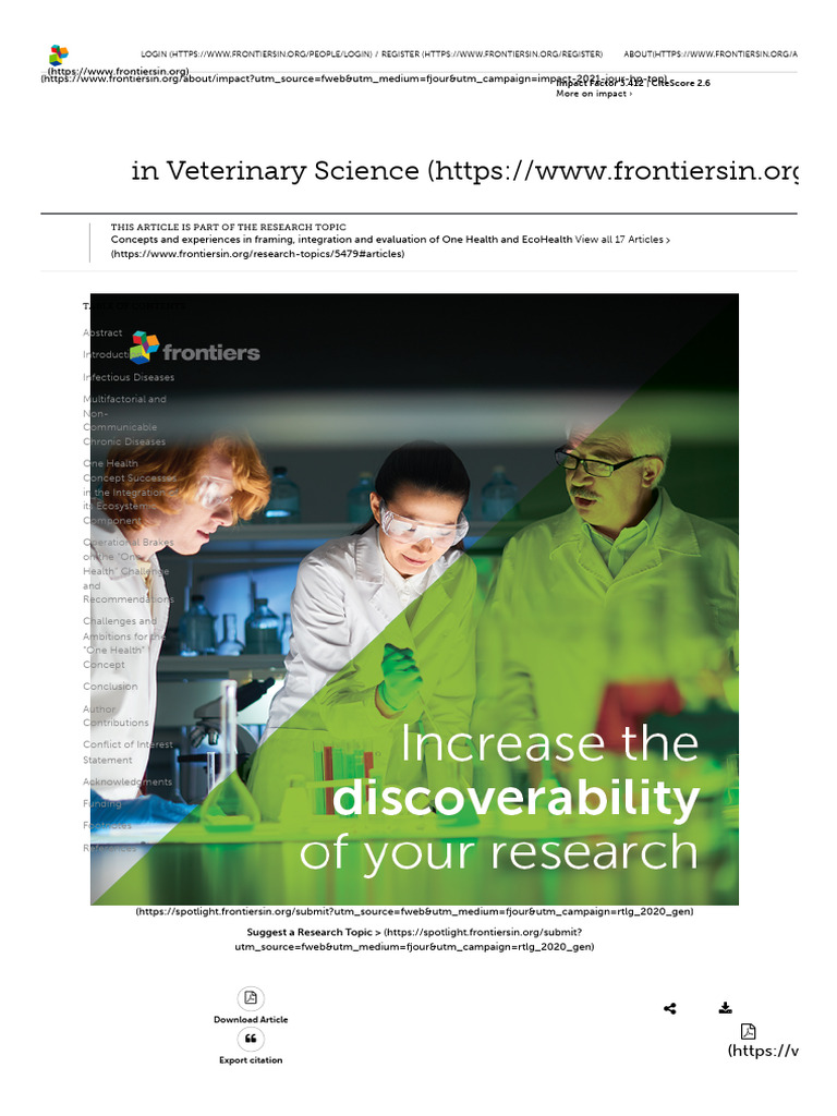 One Health Concept: Progress and Challenges | PDF | Infection ...