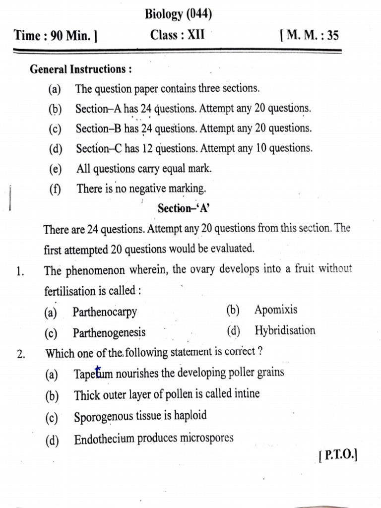 Bio MCQ Practice Paper | PDF