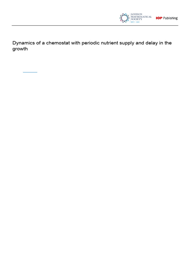 Chemostat Dynamics with Nutrient Delay | PDF | Banach Space | Function ...