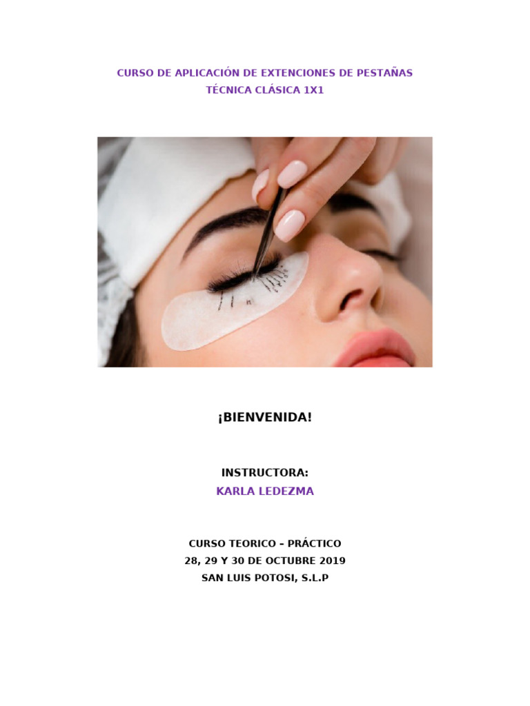 Curso de Extensiones de Pestañas 1x1 | PDF | Pelo | Lentes de contacto