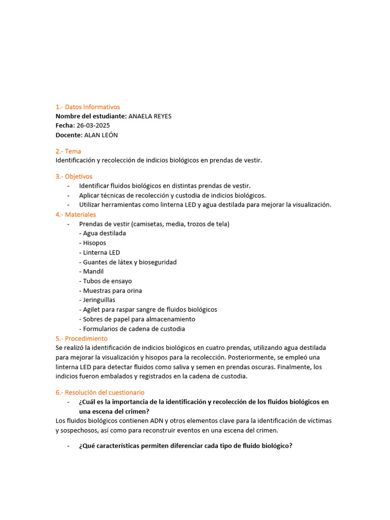 Informe- Anaela Reyes | PDF | Laboratorios
