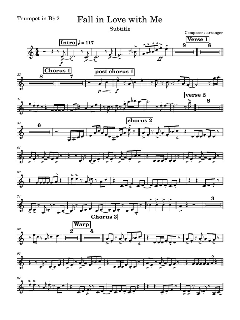 Fall in Love With Me-Trumpet_in_Bb_2 | PDF | Sound Recording | Rock Music