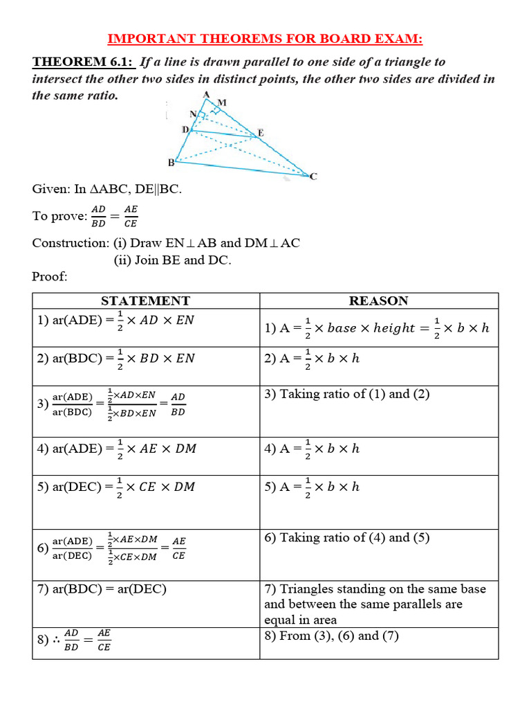 Key Geometry Theorems for Exams | PDF | Circle | Perpendicular