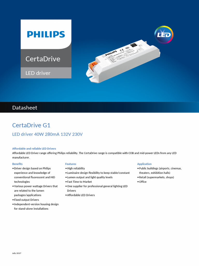 CertaDrive 40W LED Driver Datasheet | PDF | Alternating Current | Mains ...
