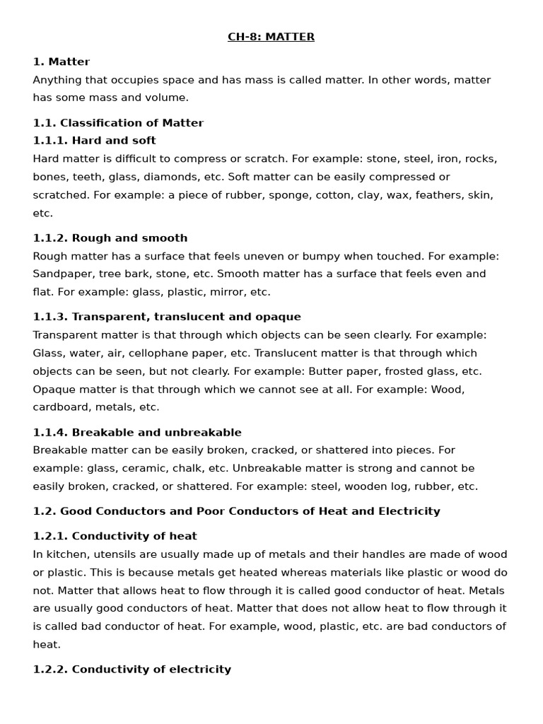 Sci Ch8 Matter | PDF | Liquids | Gases