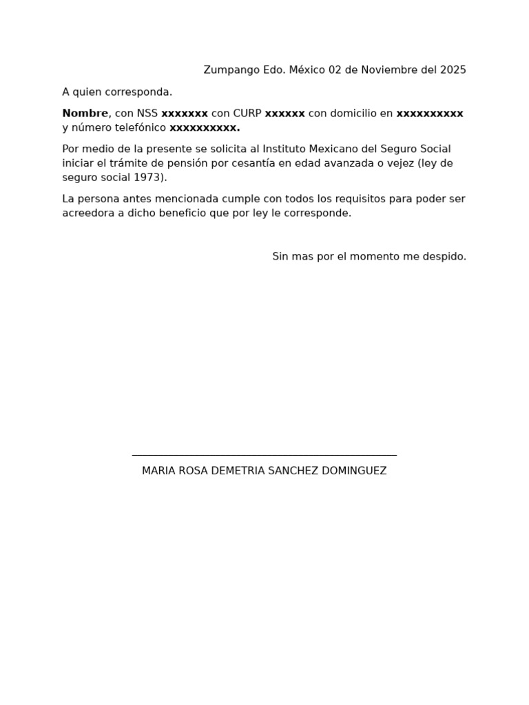 Solicitud de Pensión IMSS 2025 | PDF