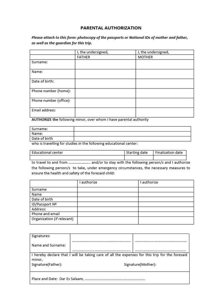Parental Authorization | PDF | Consul (Representative) | Government And ...
