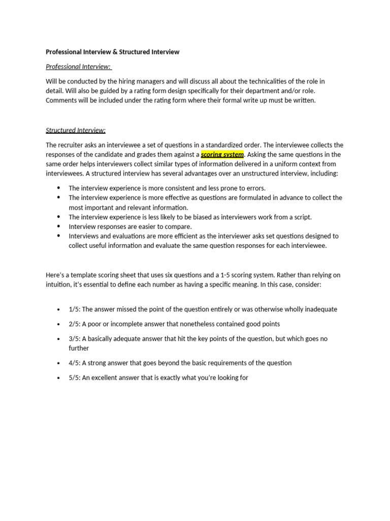 Interview Techniques: Professional vs. Structured | PDF | Interview ...