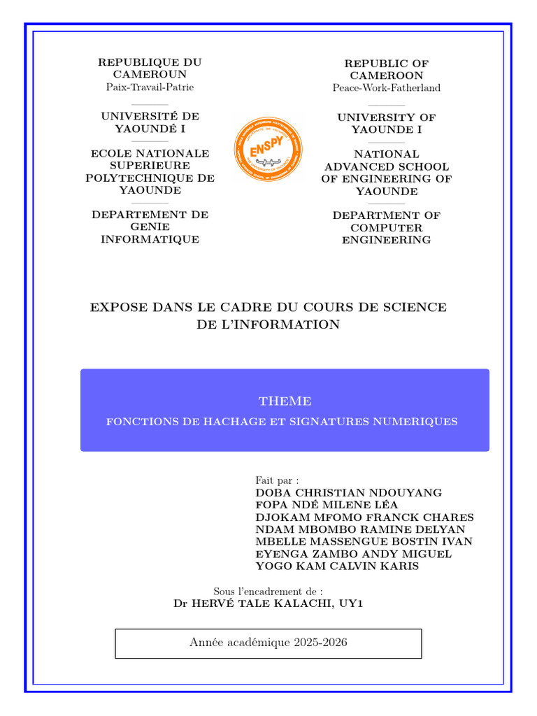Fonctions de Hachage et Signatures Numériques | PDF | Public-key ...